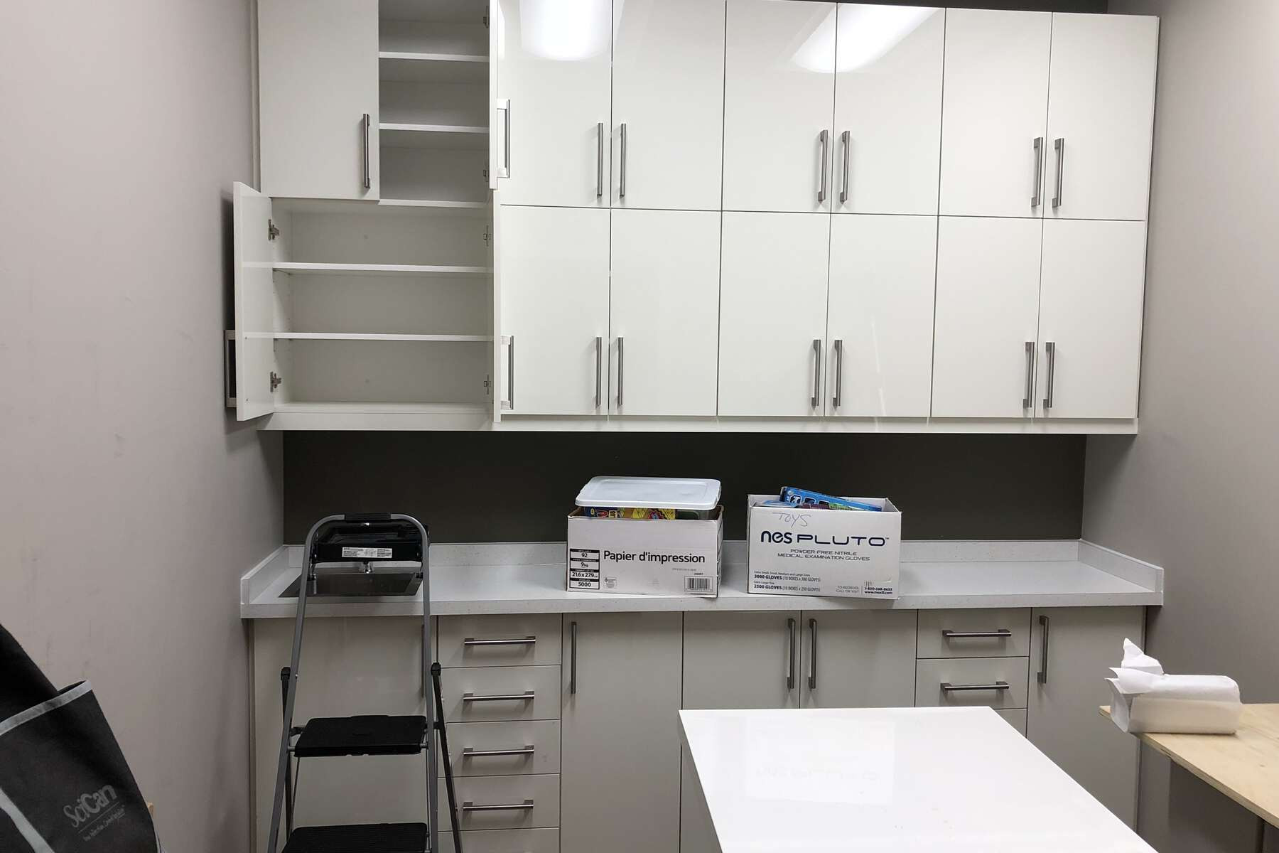 white dental office cabinets